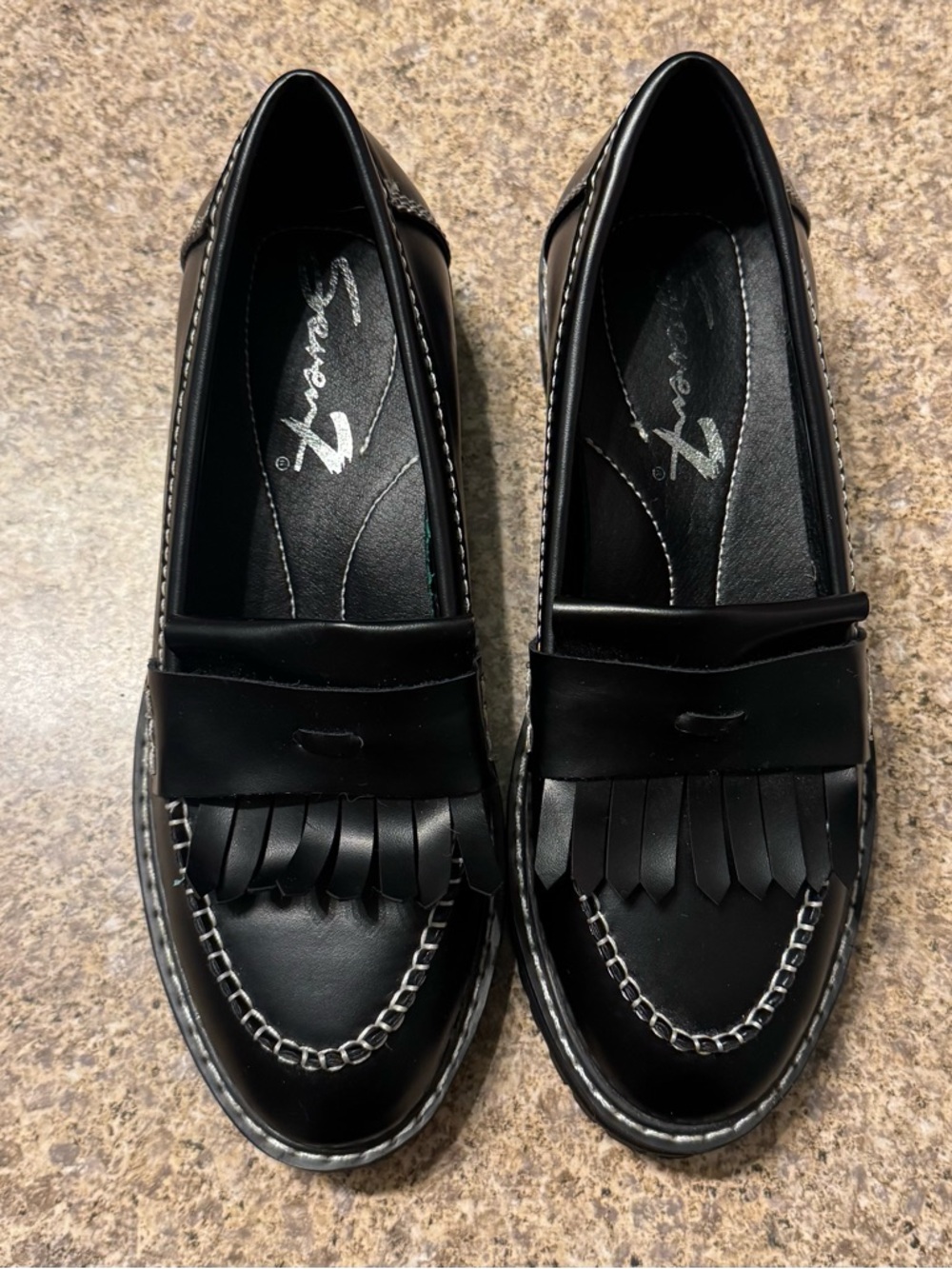 Seven7 "Ivy" Black Fringed Loafers